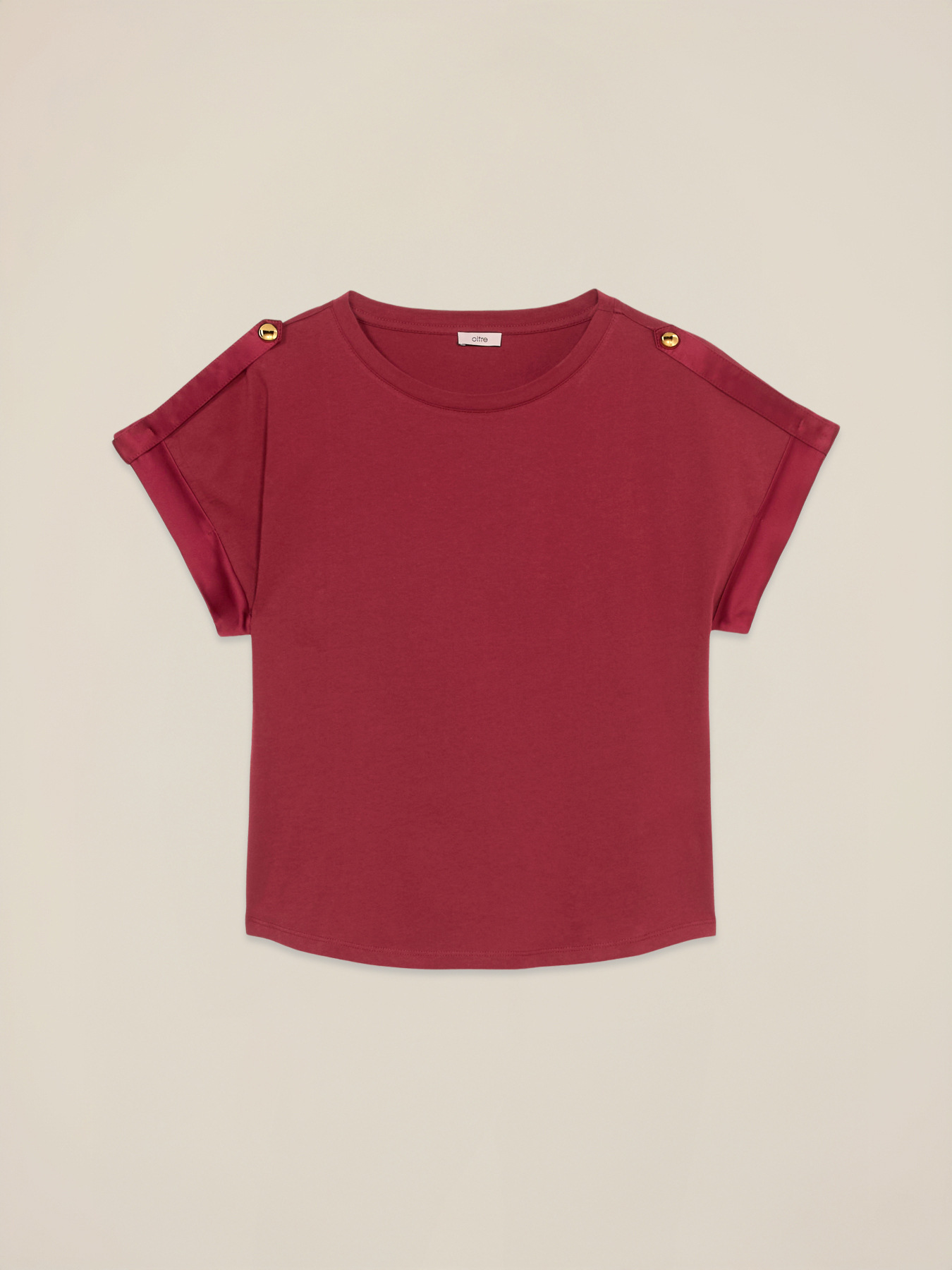 T-shirt in jersey con profili in raso image number 4