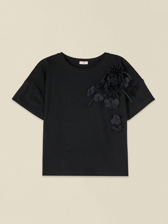 T-shirt avec applications florales