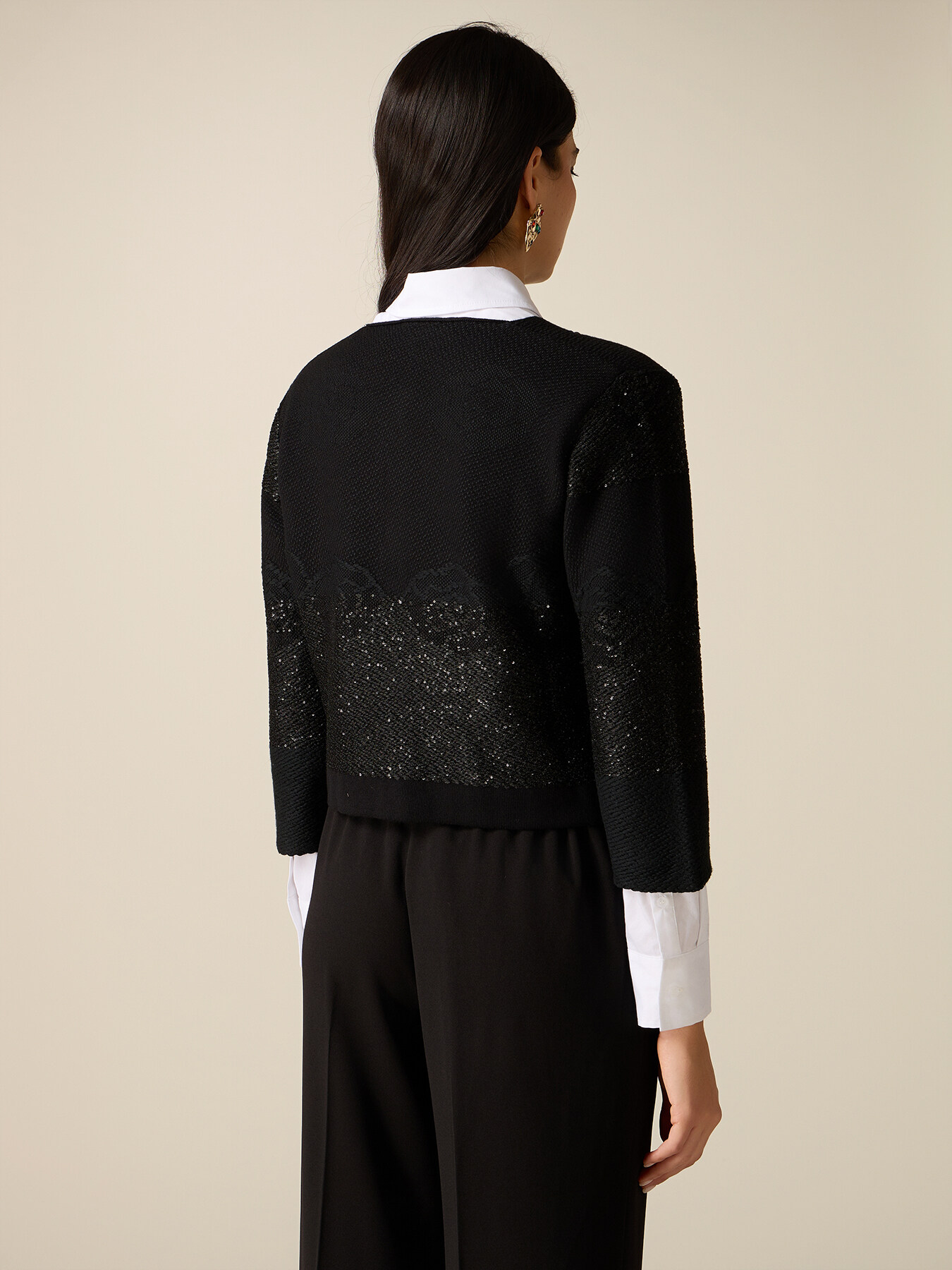 Short jacket in textured knitwear image number 1