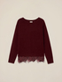 Crew neck sweater with lace trim image number 3