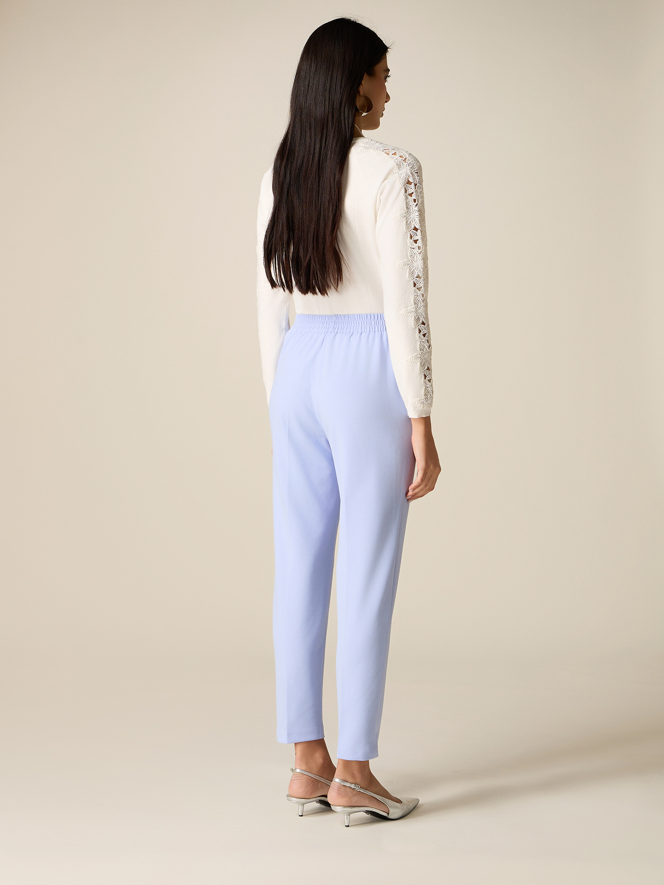 Regular pants in cr&ecirc;pe fabric image number 1