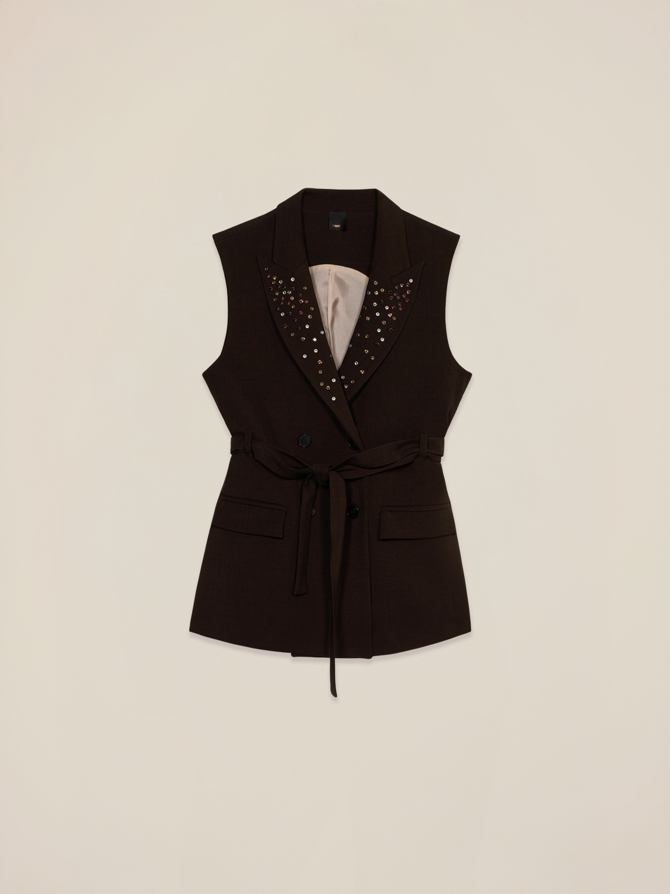 Double-breasted vest with studs and bezels image number 3