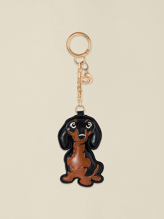Dog-shaped charm keychain