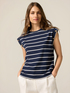 Striped T-shirt with decorative buttons image number 0