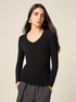 Camiseta mezcla cashmere escote en V image number 0