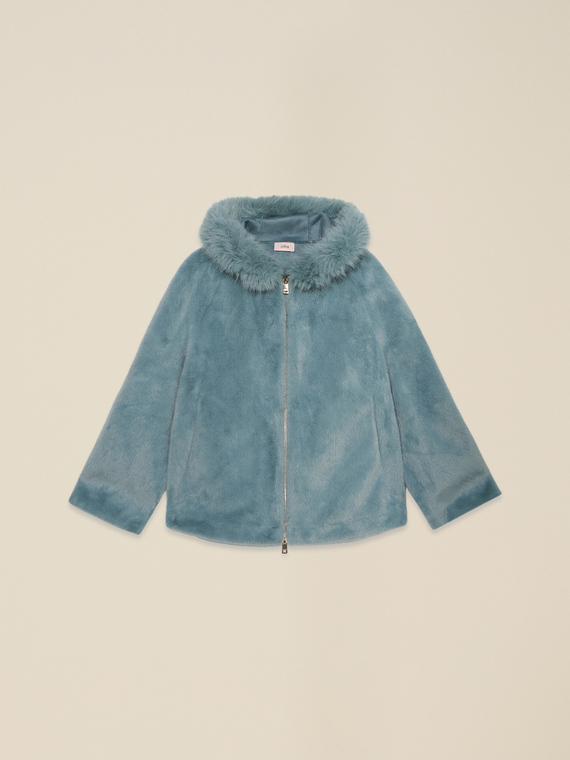 Short parka with hood