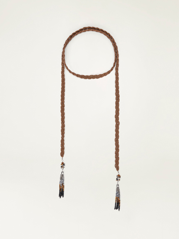 Braided belt with beads