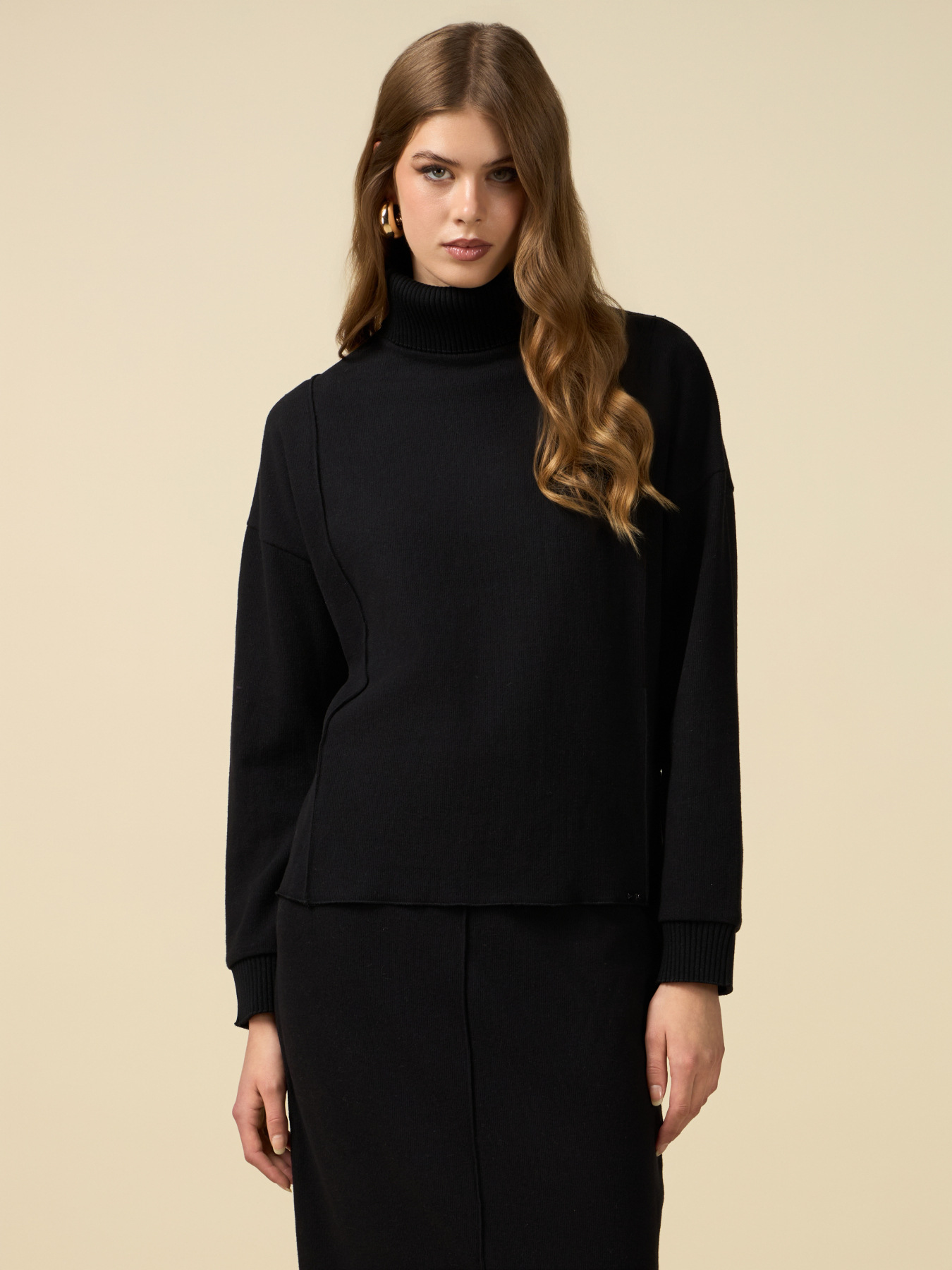 Turtleneck sweatshirt with tricot effect image number 0