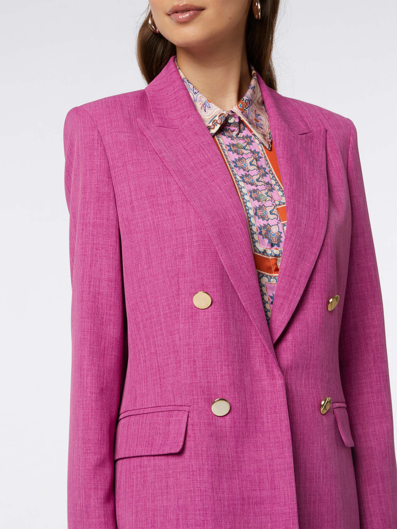 Blazer doble abotonadura de tejido mezclilla image number 2