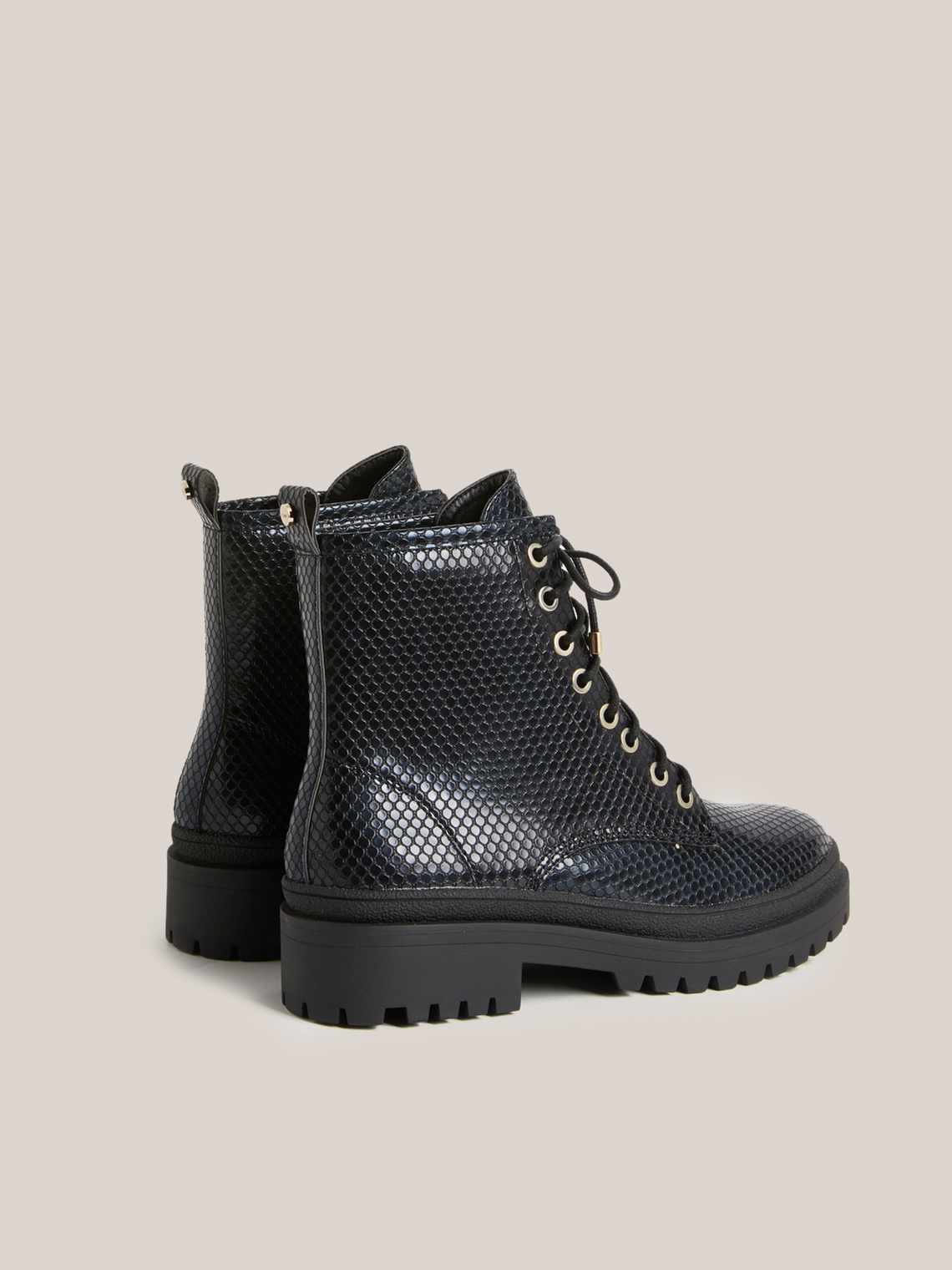 snakeskin biker boots