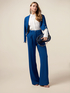 Wide-leg palazzo pants in crepe fabric image number 0