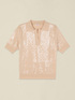 Fine knit polo shirt with sequins image number 3