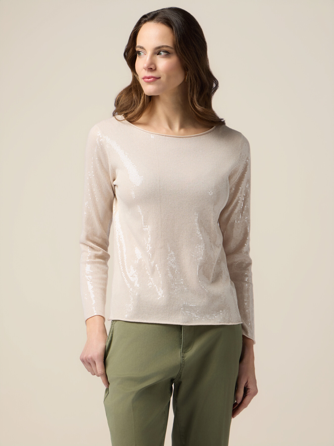 T-Shirt aus Baumwolle mit Pailletten-Vollbesatz image number 0
