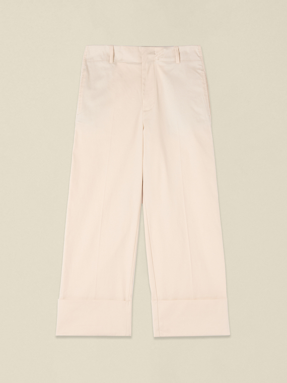 Cotton blend cropped trousers