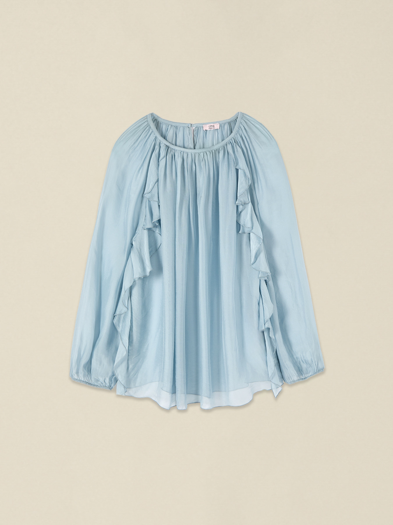 Blouse in silk blend voile with ruffle image number 3