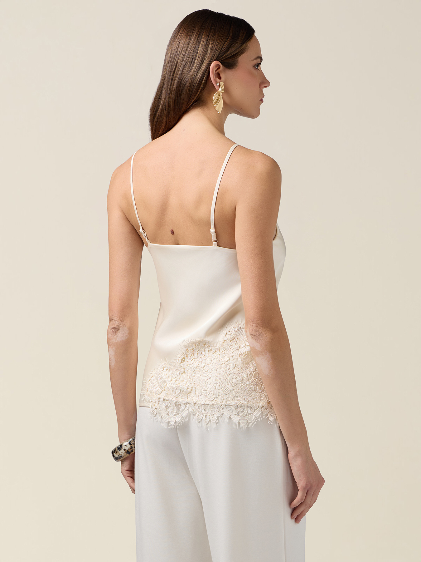 Top din satin cu dantelă image number 1