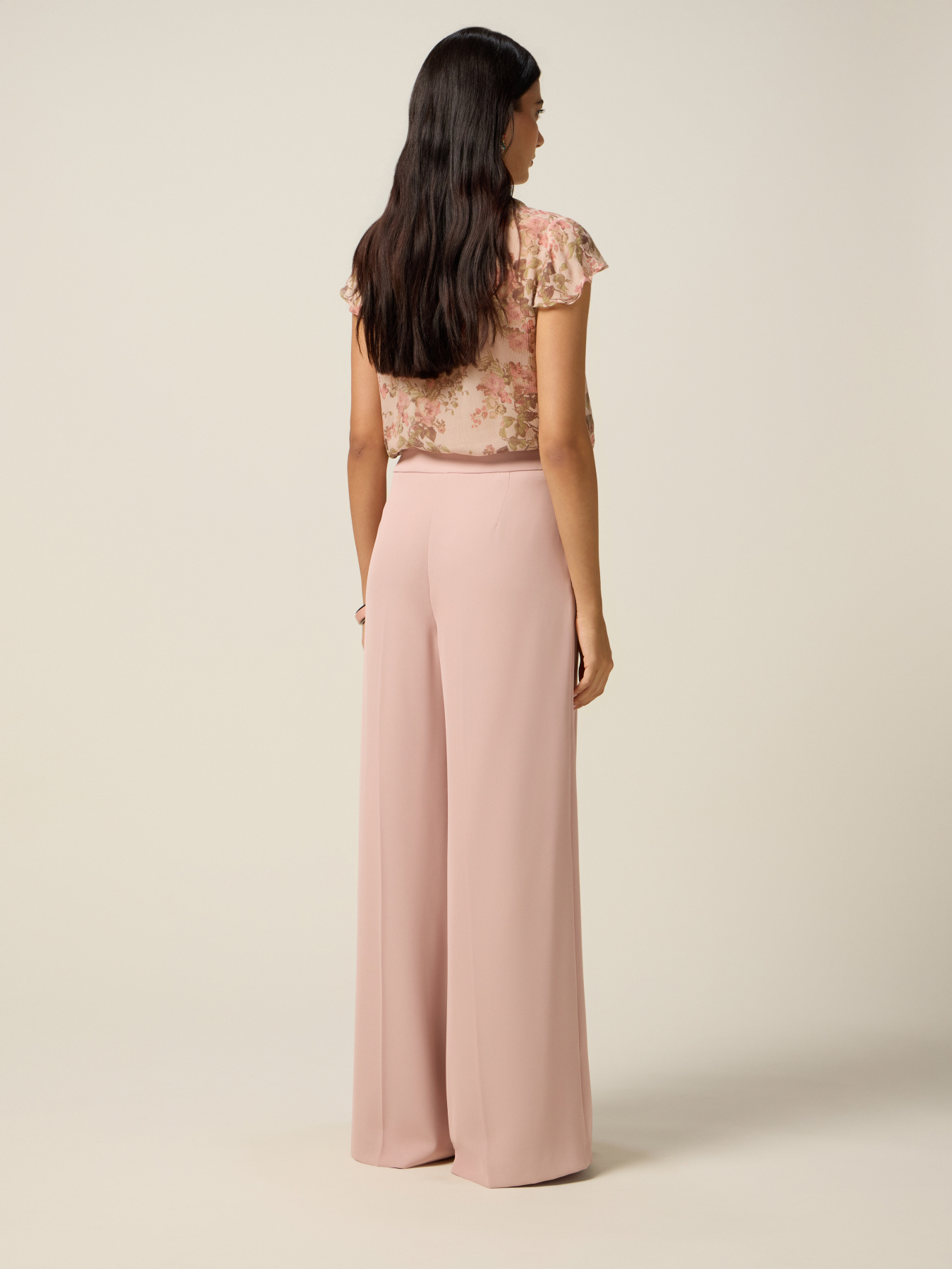 Palazzo pants in fluid fabric image number 1