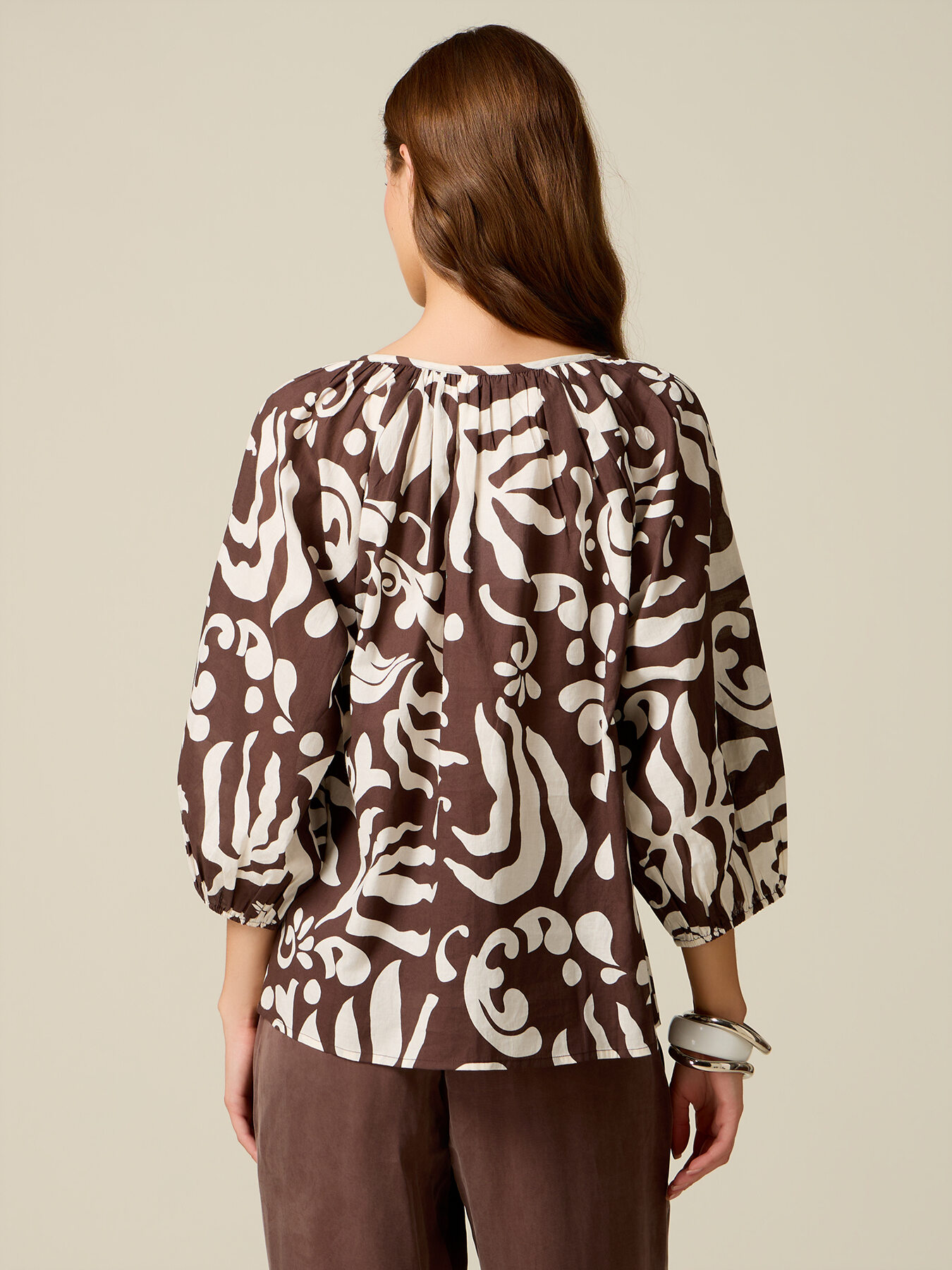 Blouse en mousseline de coton &agrave; motifs image number 1