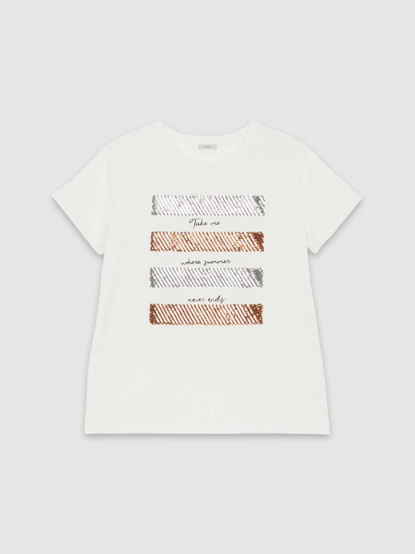 T-shirt with sequin lettering image number 3