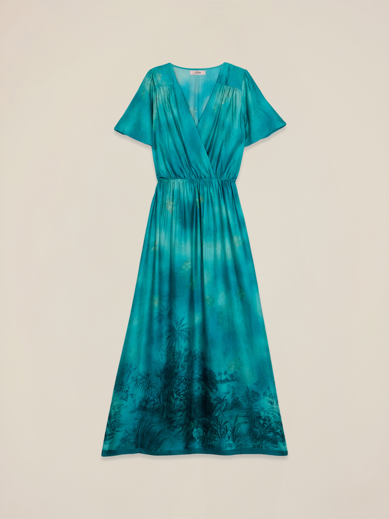 Langes Kleid aus gemustertem Satin image number 3