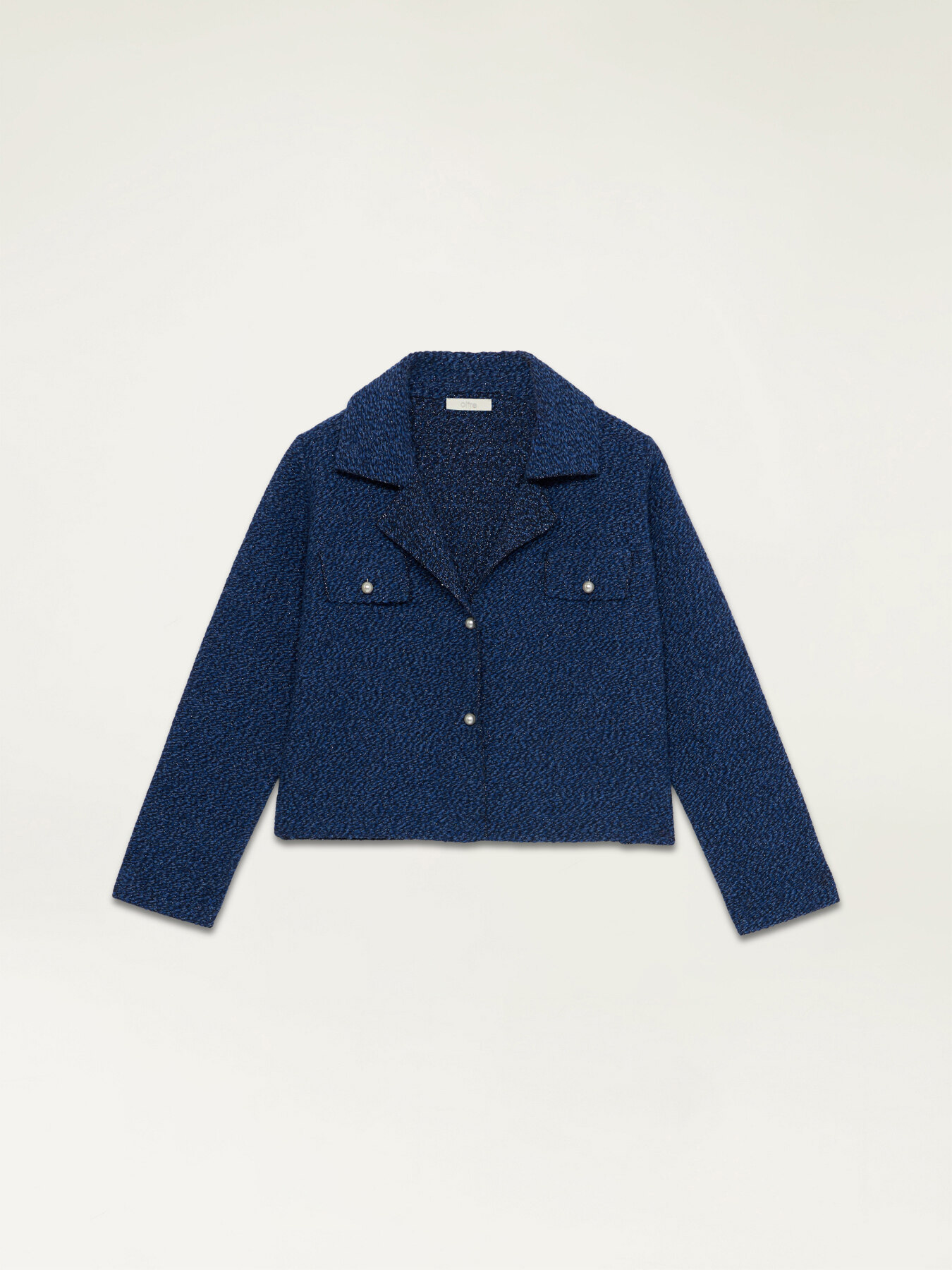 Wool blend knit boxy jacket image number 3