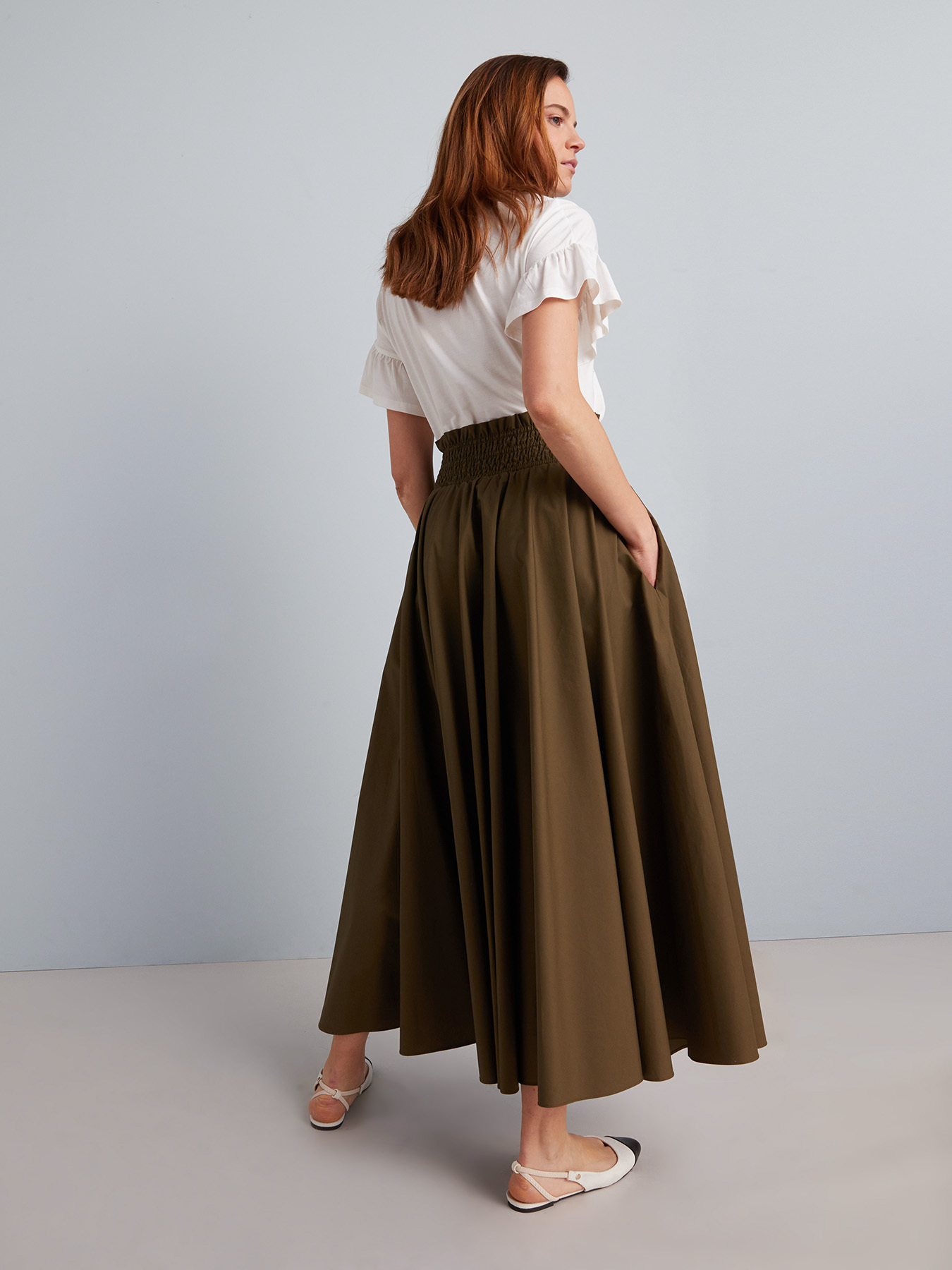 Gonna lunga in popeline di cotone image number 1