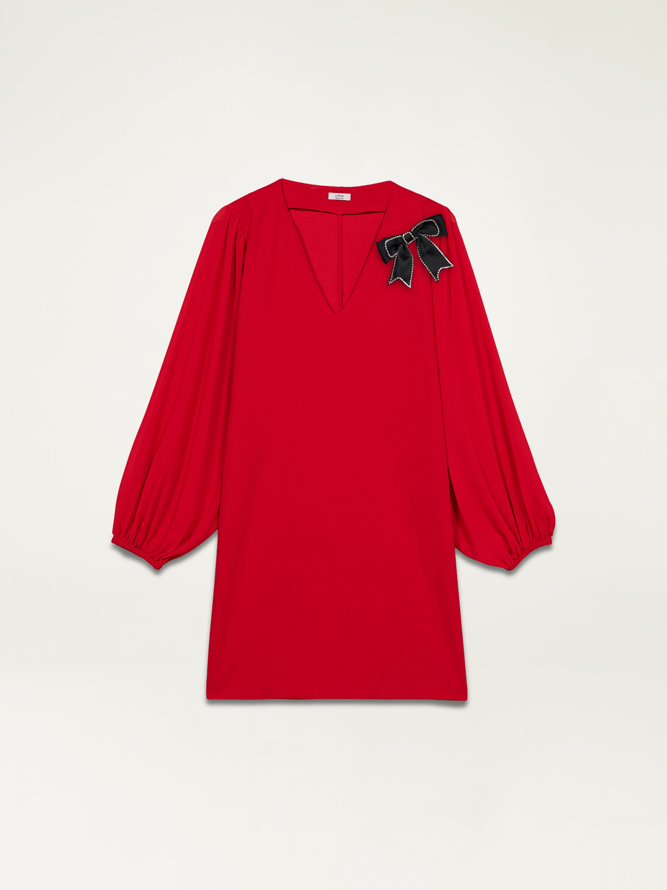 Kleid aus zwei Materialien mit Brosche image number 4