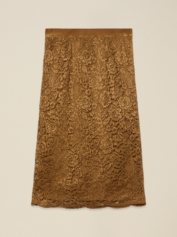 Midi lace pencil skirt