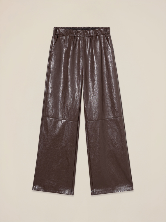Palazzohose aus beschichtetem Stoff