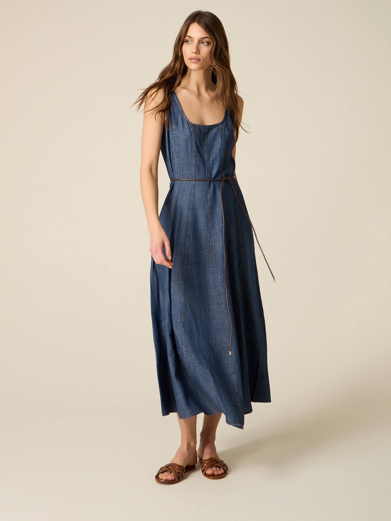Rochie lungă fără m&acirc;neci cu efect denim image number 0