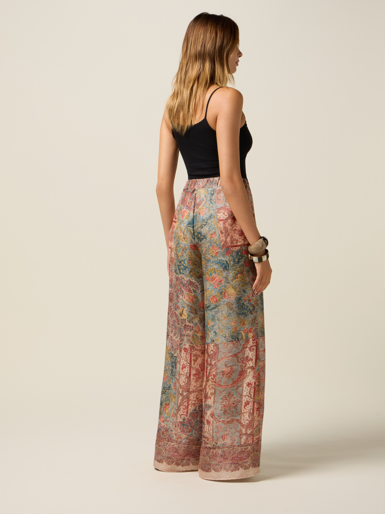 Palazzo pants in satin image number 1