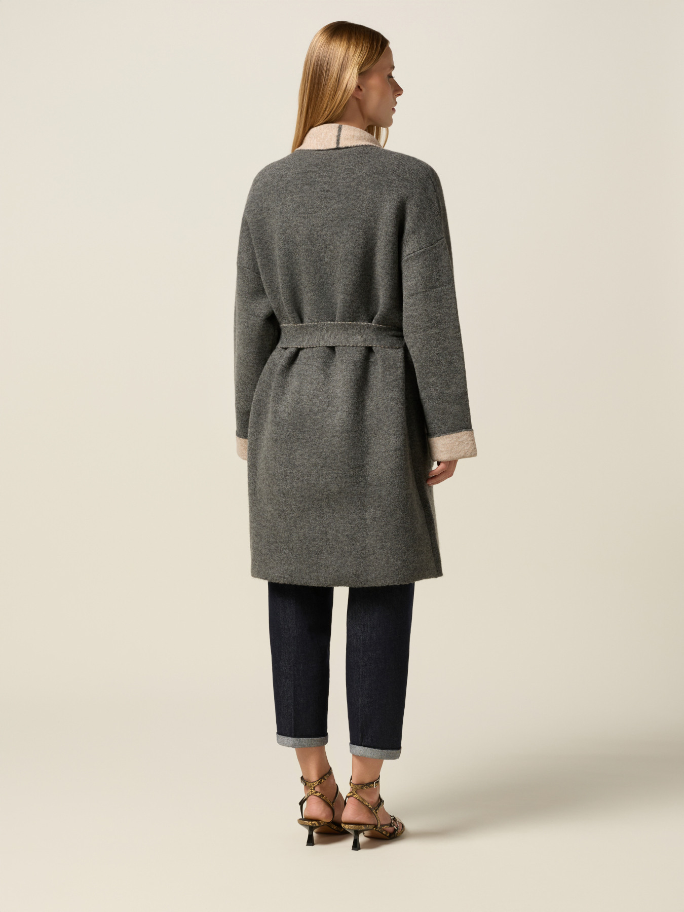 Cardigan double con cintura e dettagli luminosi image number 1