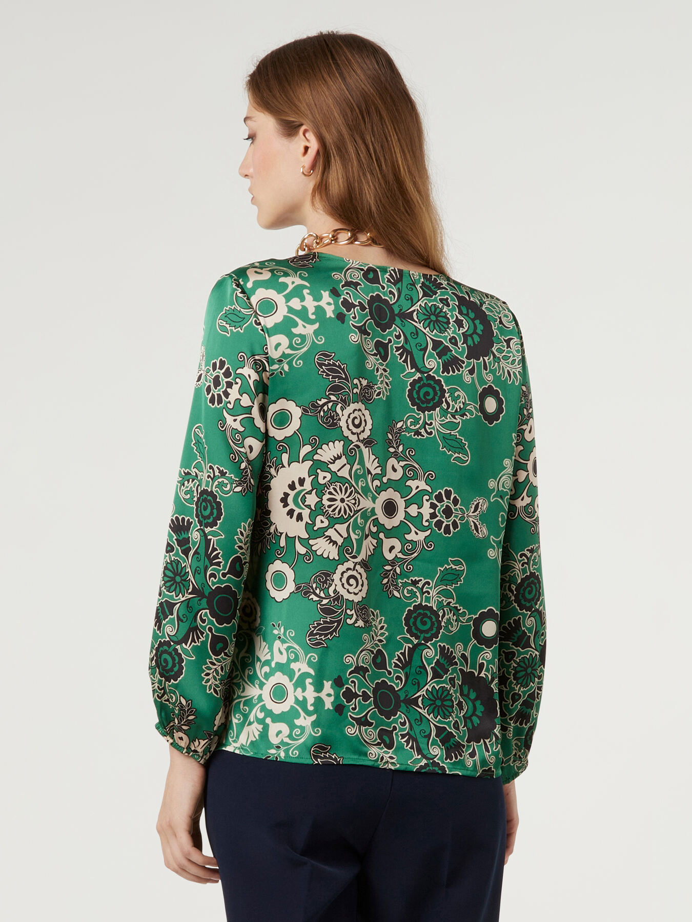 Patterned satin blouse image number 2