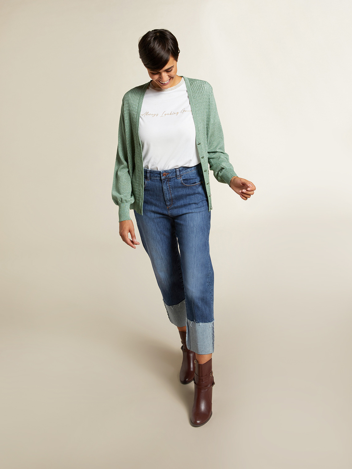 Osaka cropped jeans with turn-up - Oltre.com - NL