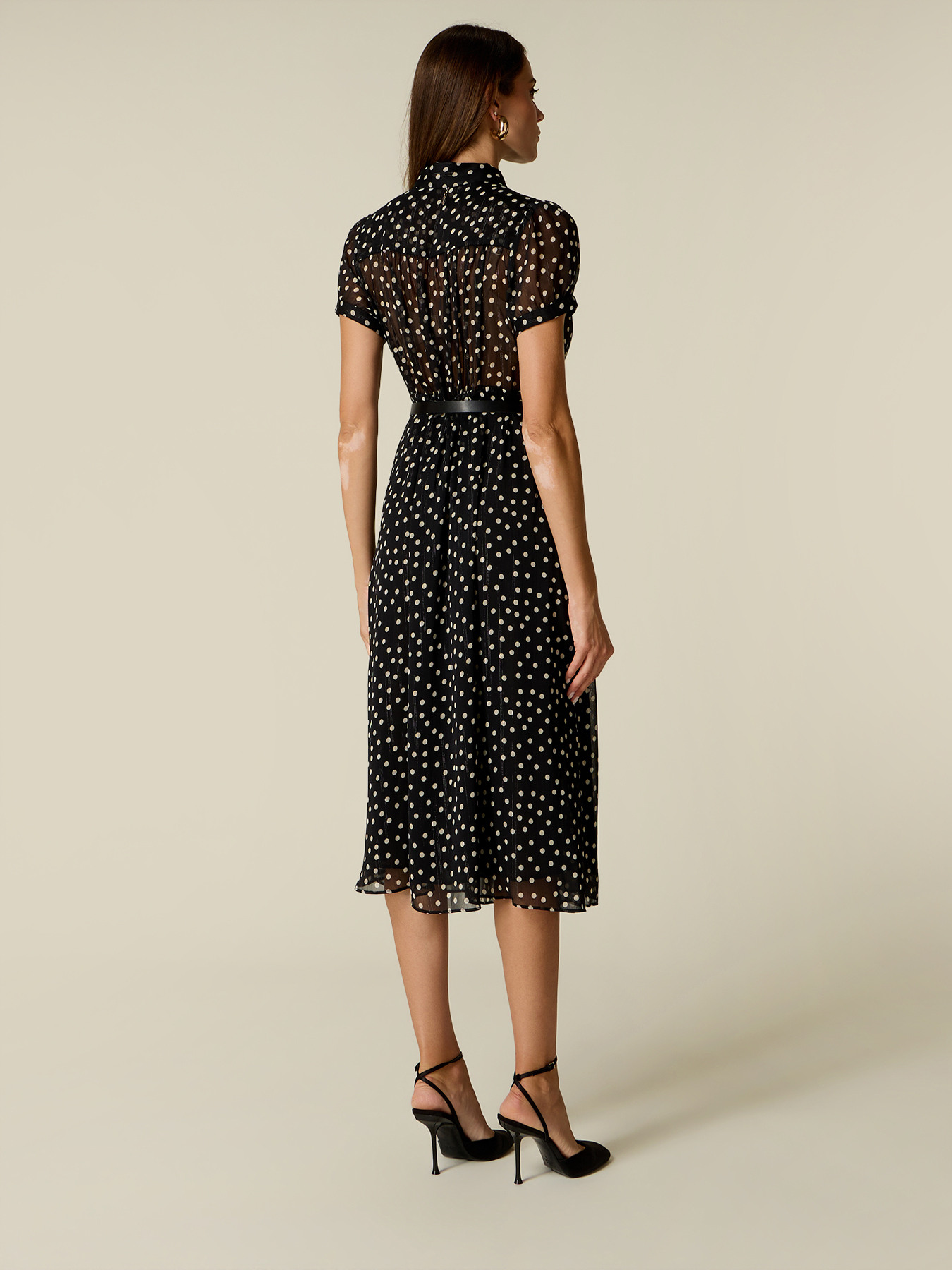 Polka dot midi shirt dress image number 1