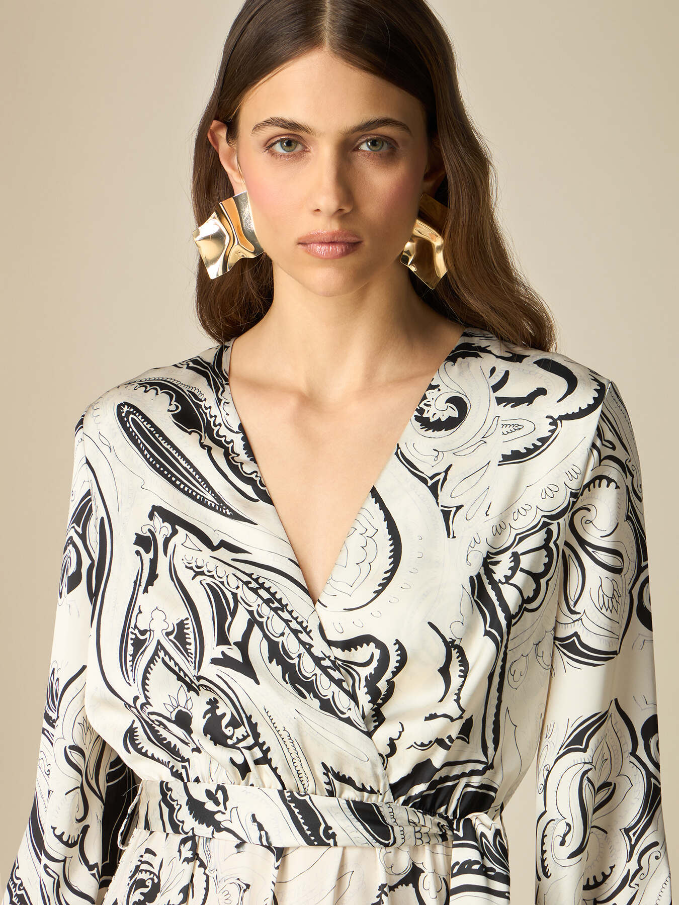 Vestito lungo in raso fantasia image number 2