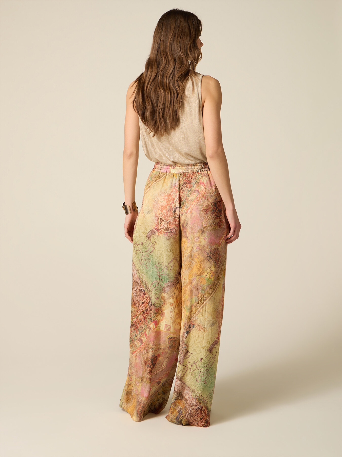 Patterned satin palazzo pants image number 1