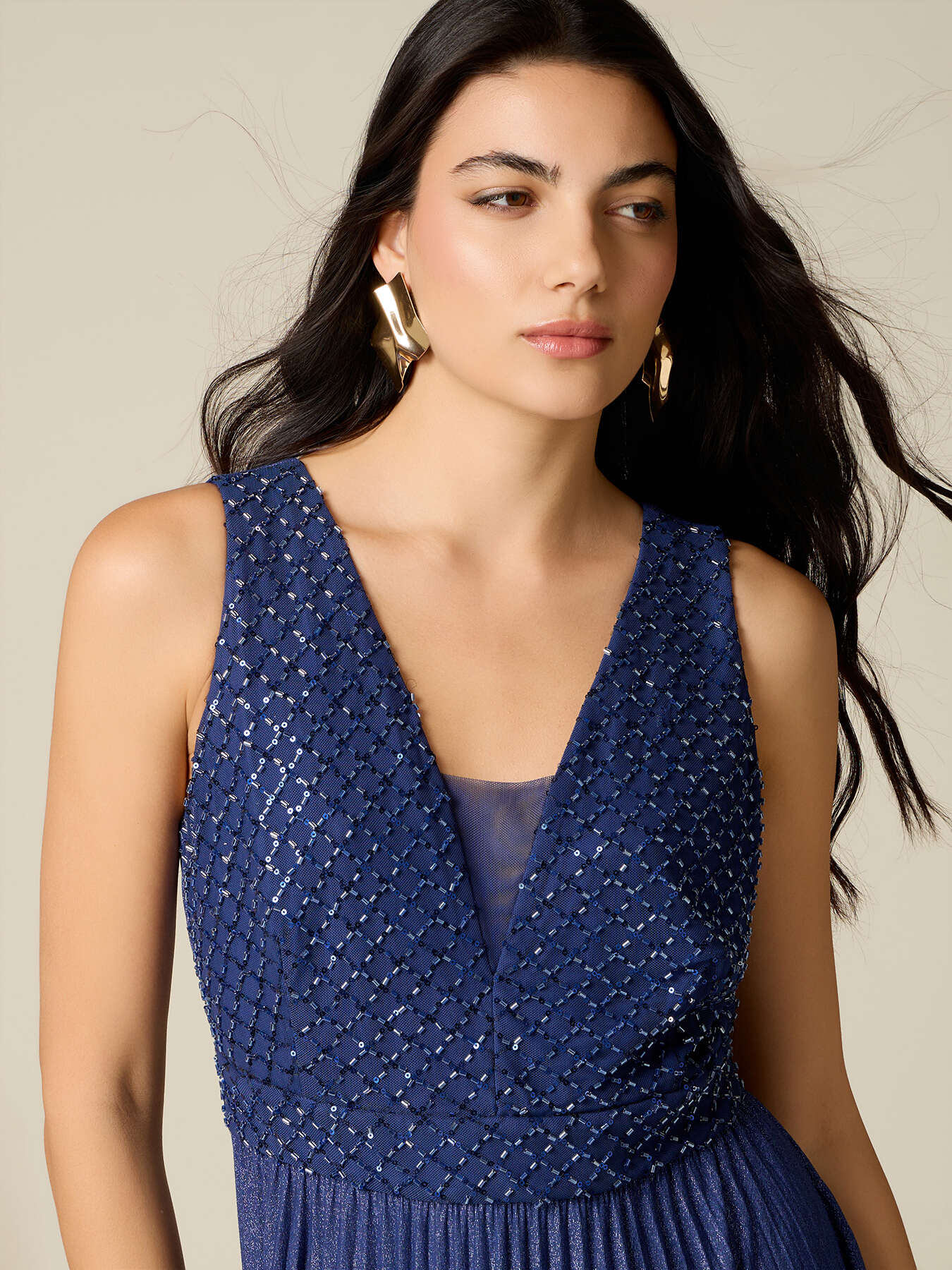 Lurex dress with embroidered bodice image number 2