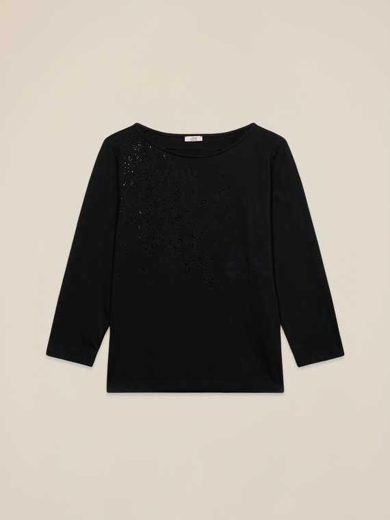 Cotton T-shirt with appliqu&eacute;s