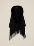 Poncho with fringes and plush trim image number 1