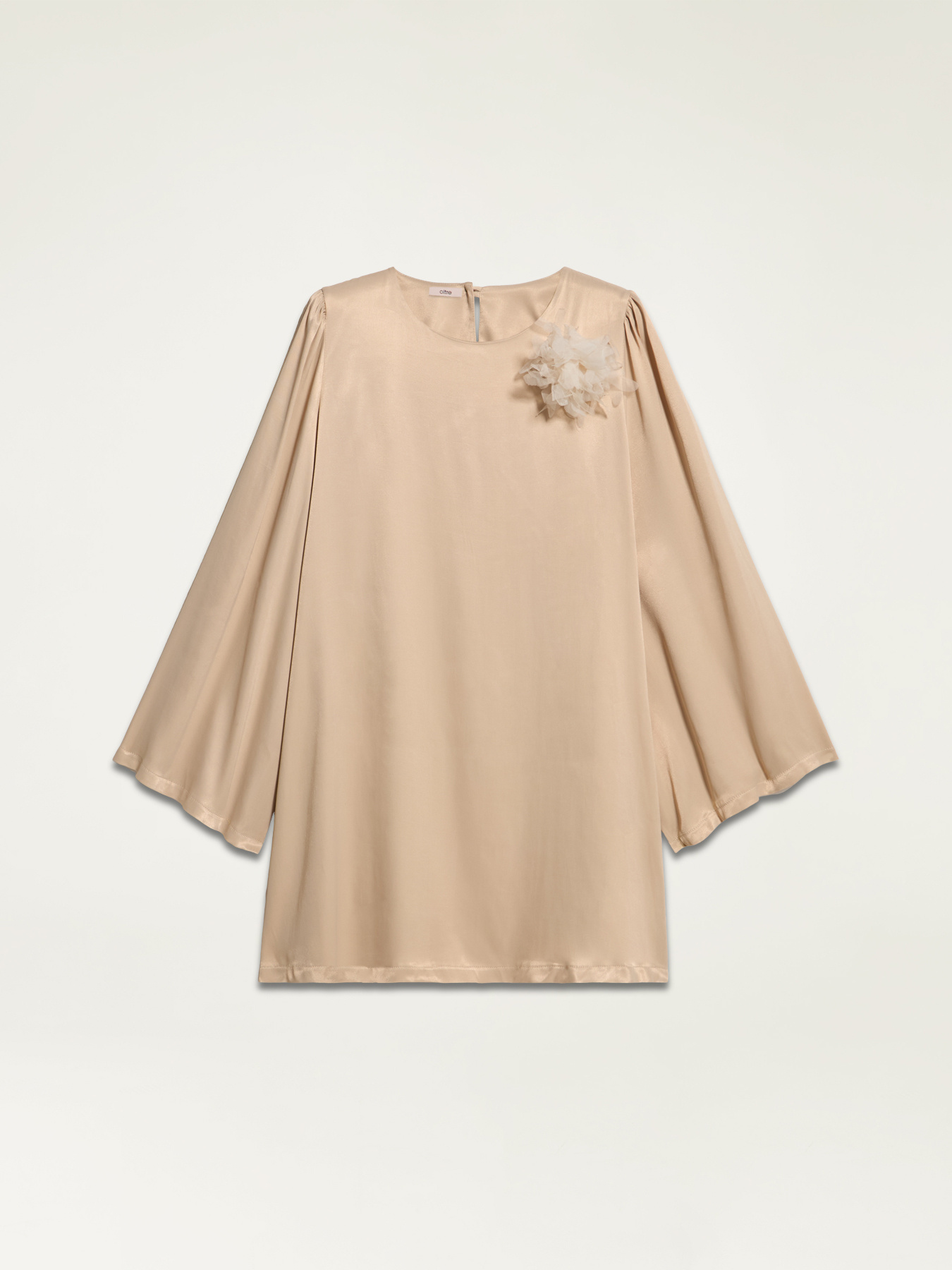 Long-sleeved satin dress image number 4