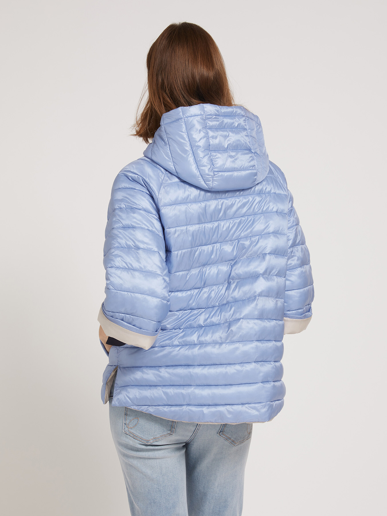 Cape-style lightweight down jacket image number 1