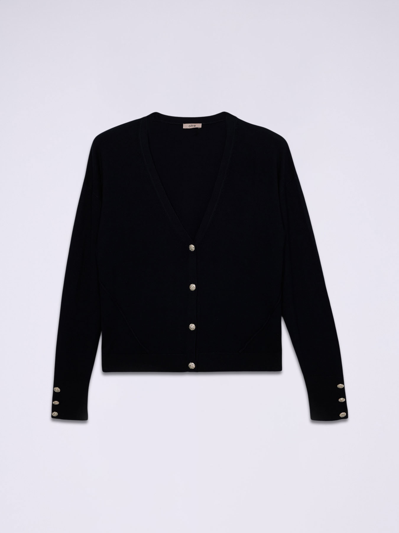 Cardigan misto viscosa con bottoni gioiello image number 3