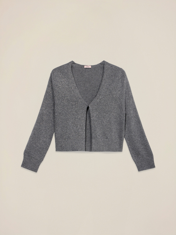 Cardigan corto lurex misto lana