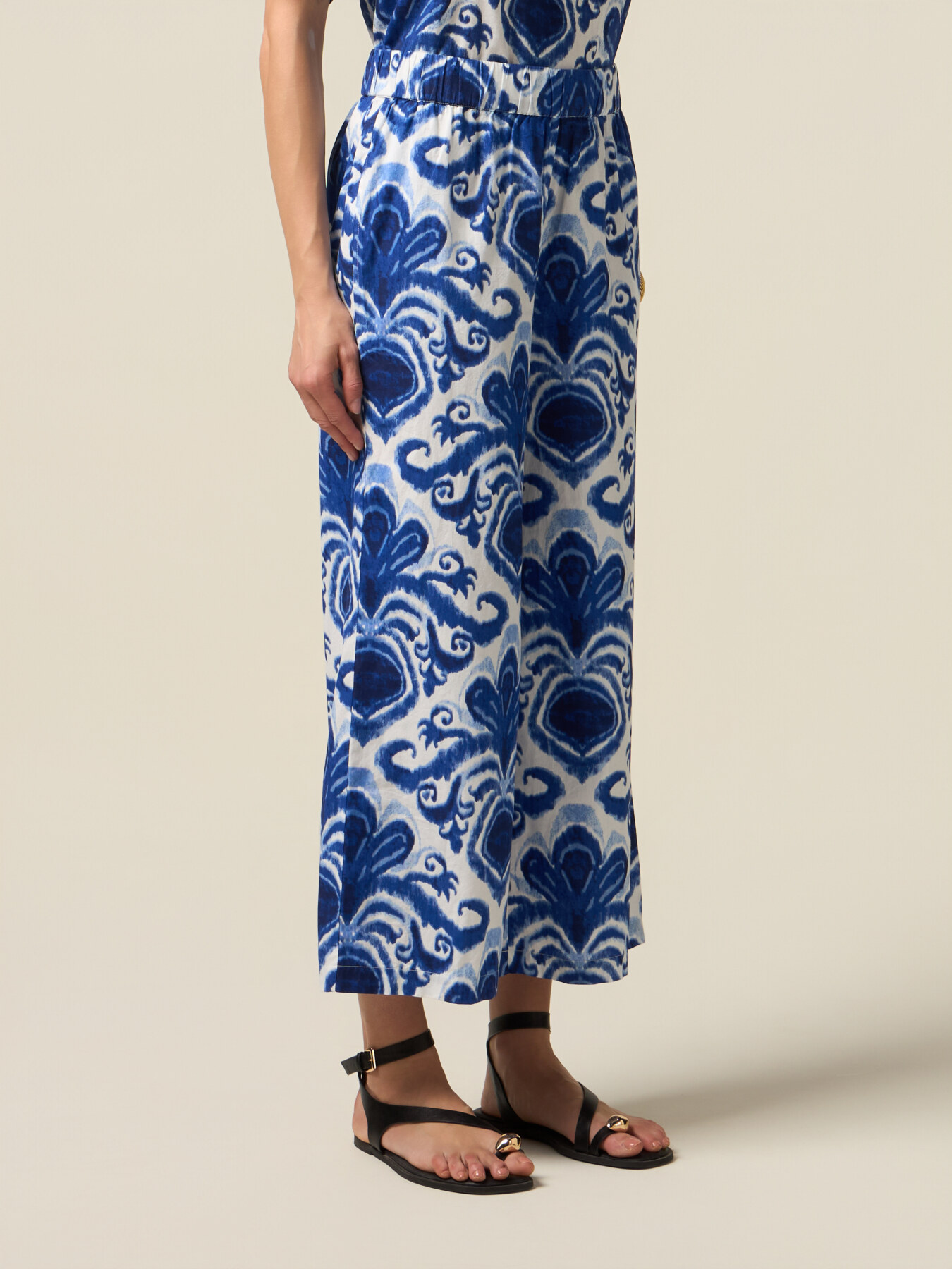 Patterned cotton palazzo pants image number 3