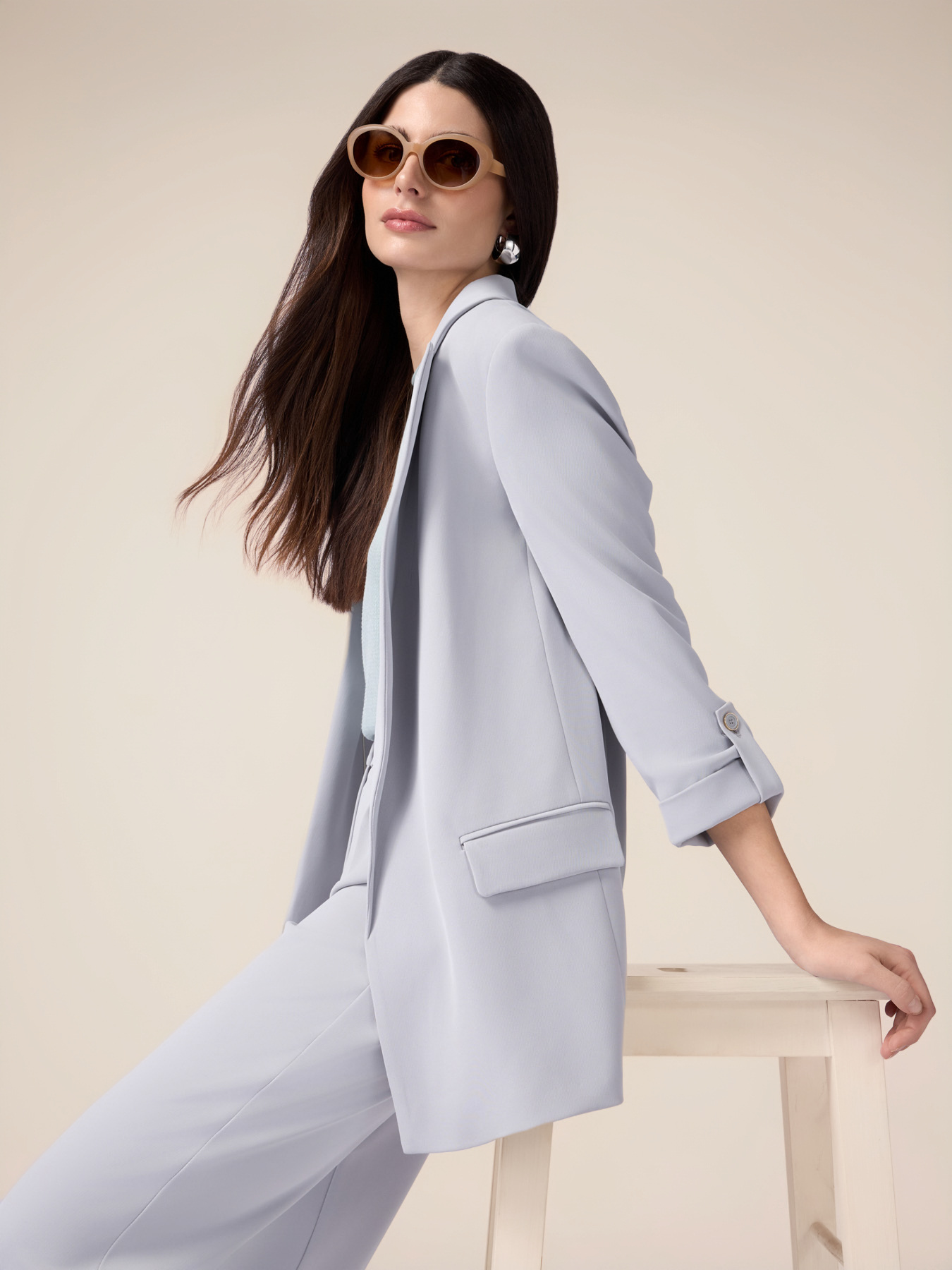 Open blazer in fluid fabric image number 3