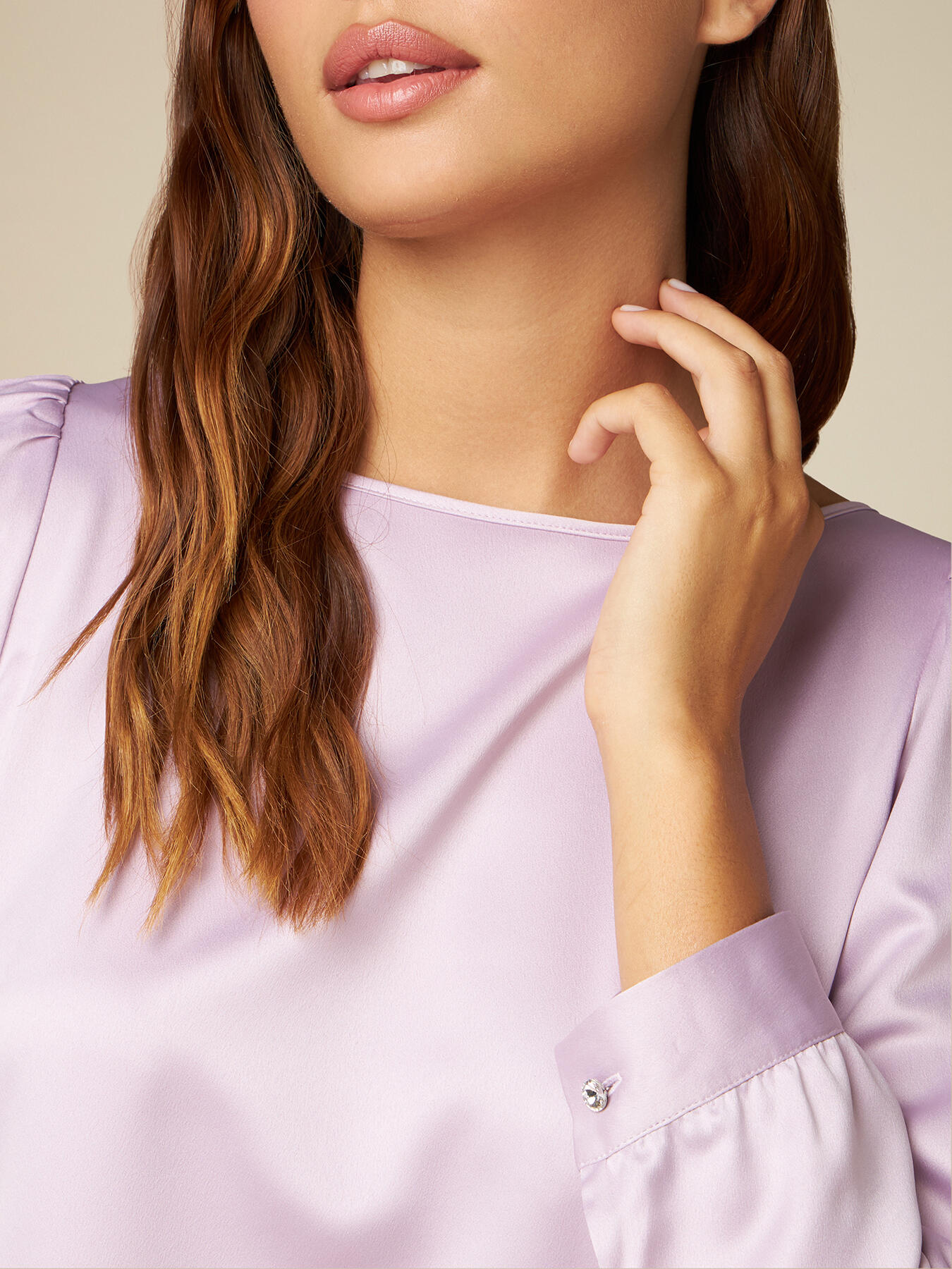 Camiseta bimateria con mangas abullonadas image number 2