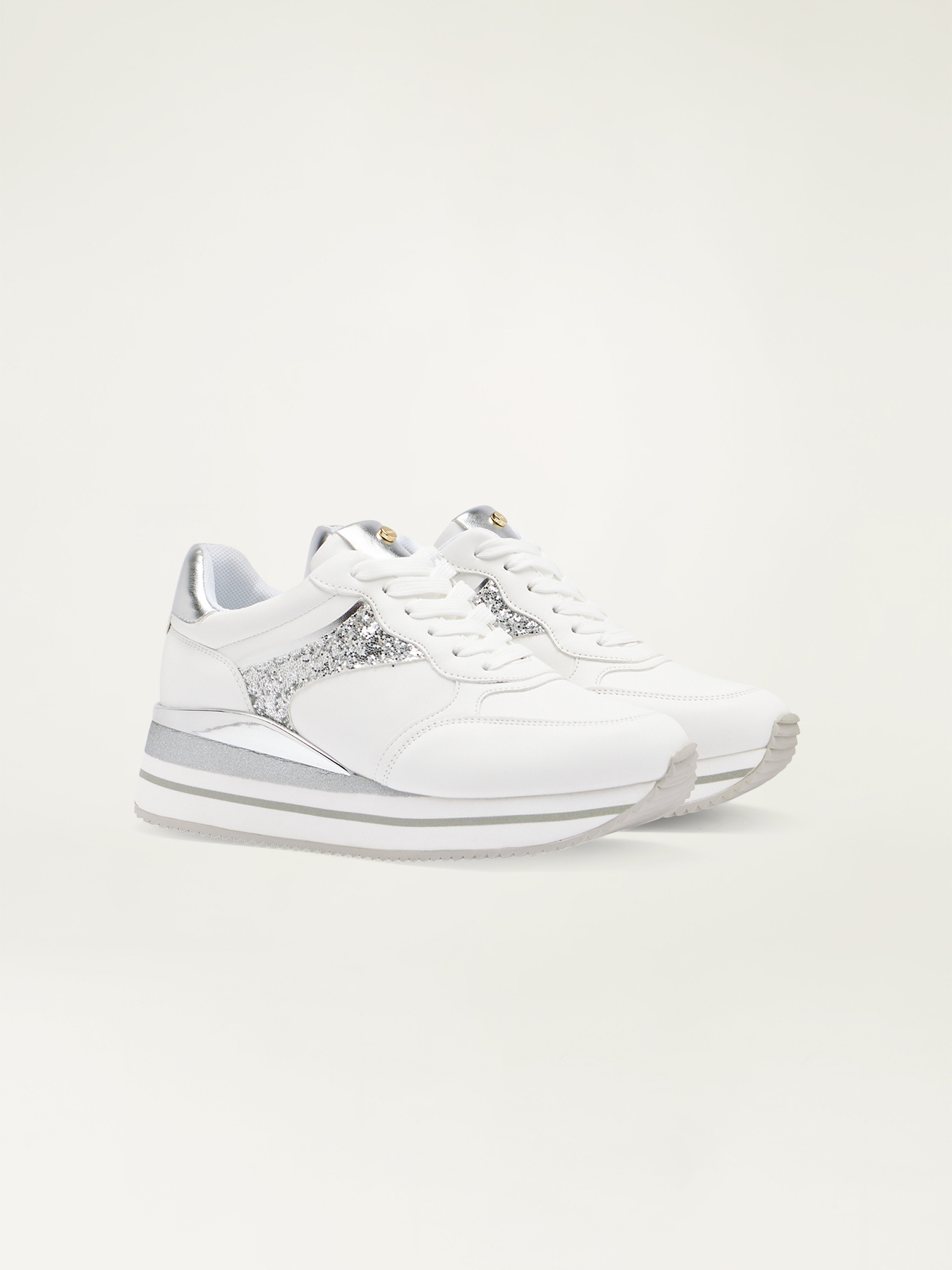 Plateau-Sneakers mit Glitterteilen image number 1