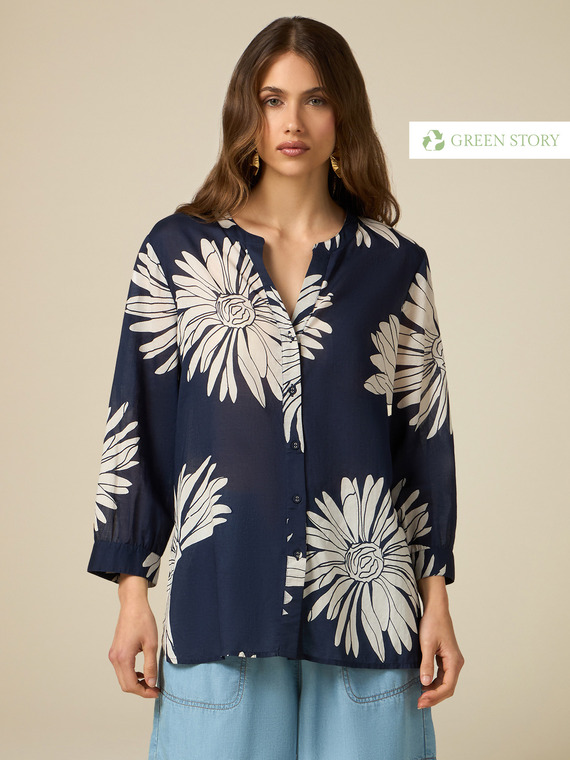 Cotton muslin shirt with pattern
