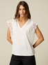 T-Shirt mit V-Ausschnitt und Spitze image number 0